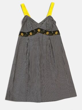 Anthropologie Freesia Navy Stripe Babydoll Sundress with Yellow Straps XS